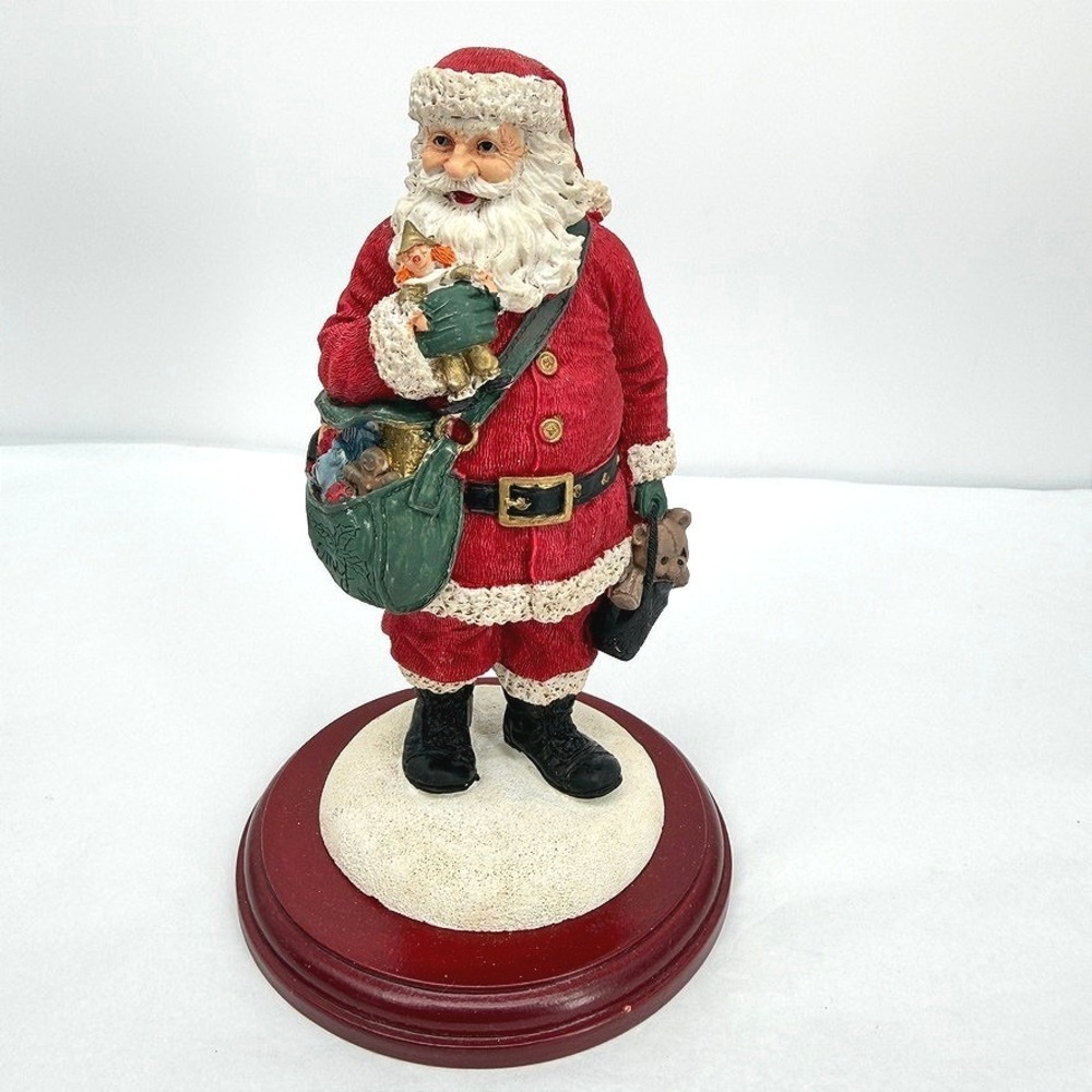 VTG Santa Claus Figurine Holding Clown w/ Toy Bag Christmas Holiday Decor